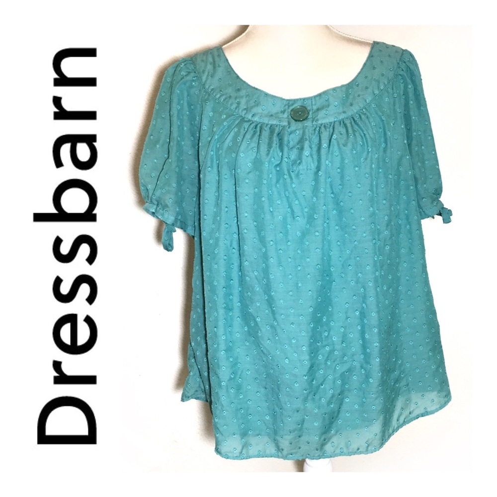 Dressbarn Teal Patterned Two Layer Blouse